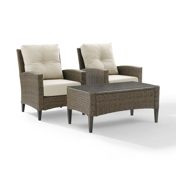 Rockport Brown Outdoor Wicker High Back Arm Chair Set, 3 Piece, image 2