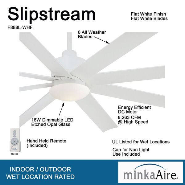 Slipstream Flat White 65-Inch Ceiling Fan, image 8