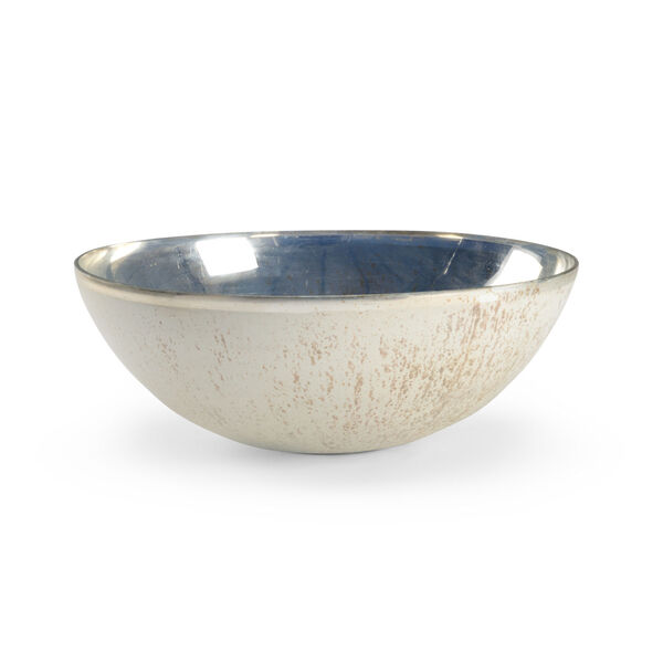 Melton Rusticated White with Nickel Decorative Bowl, image 1