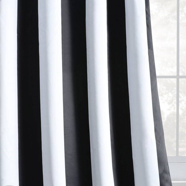 Awning Black and Fog White Stripe Single Panel Curtain 50 x 84, image 6