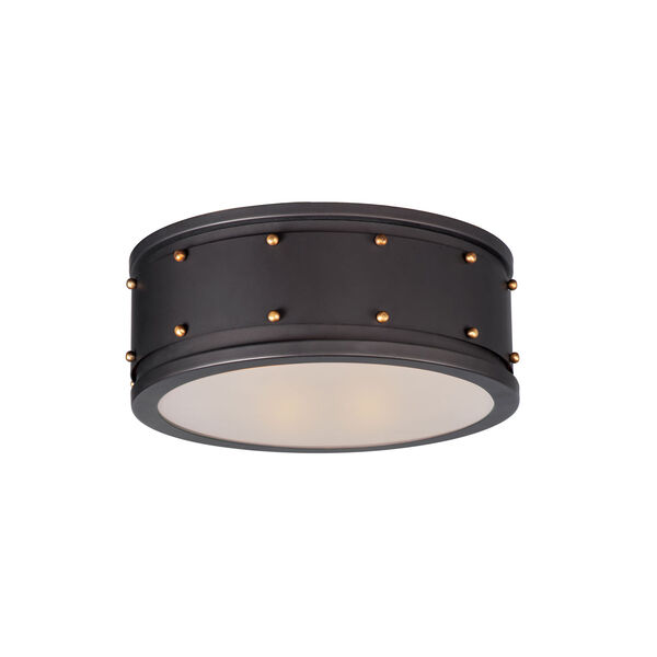 Trestle Oil Rubbed Bronze and Antique Brass Two-Light Flush Mount, image 1