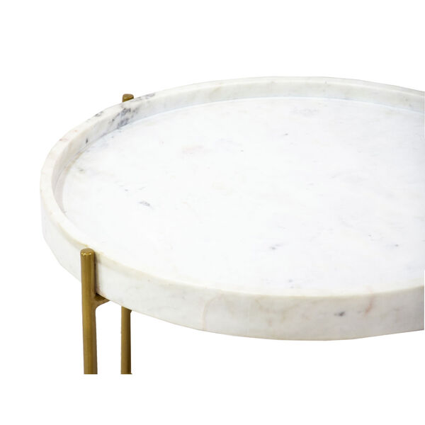 White and Gold 24-Inch Accent Table, image 4
