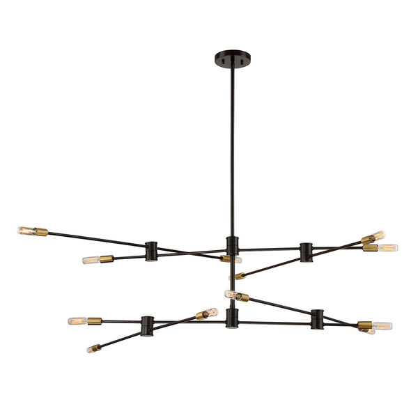 Uptown Bronze with Brass Accents 12-Light Chandelier, image 1