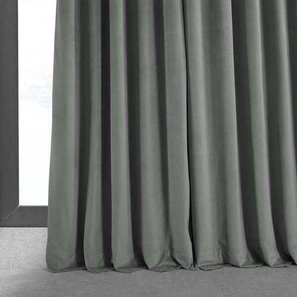 Signature Silver Grey Double Wide Velvet Blackout Pole Pocket Single Panel Curtain 100 x 108, image 6