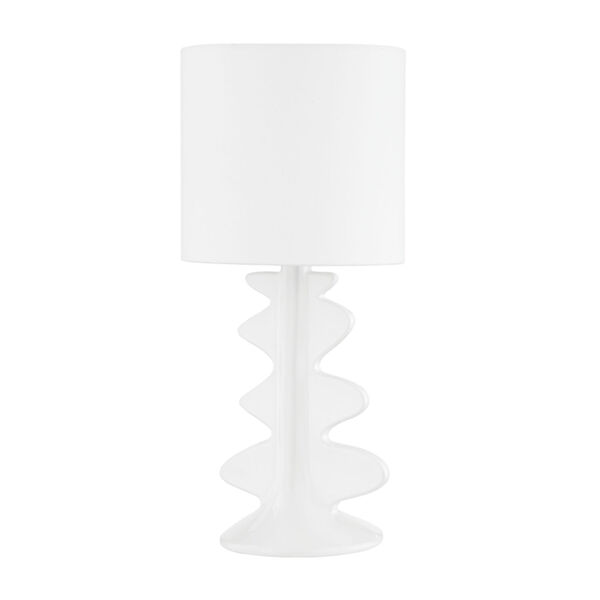 Liwa Aged Brass and Ceramic Gloss White One-Light Table Lamp, image 1