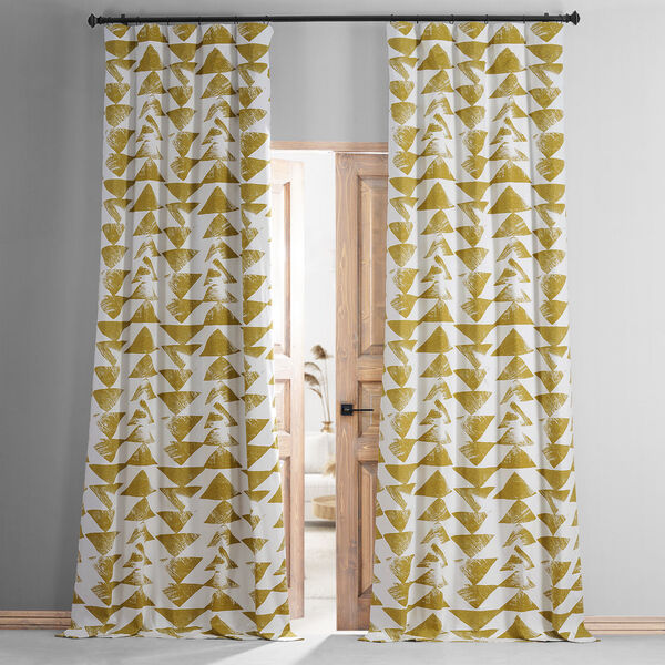 Triad Gold Printed Cotton Blackout Single Panel Curtain, image 1