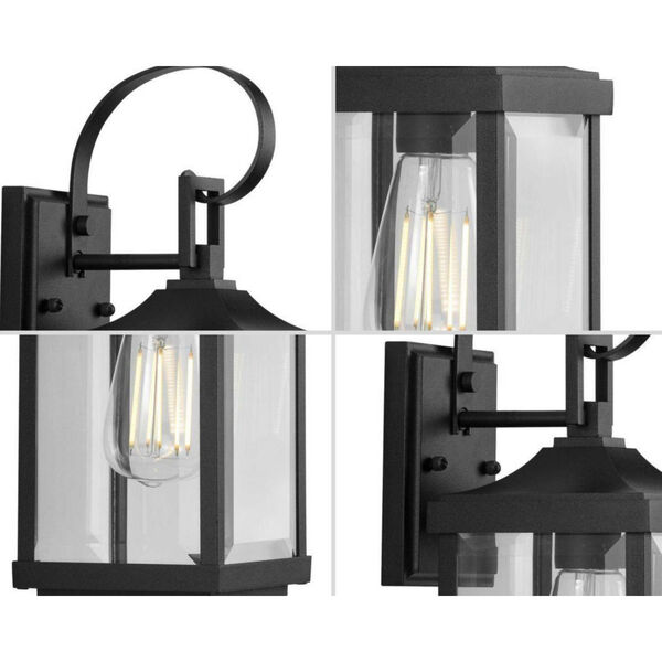 Gibbes Street Textured Black Six-Inch One-Light Outdoor Wall Sconce with Clear Beveled Shade, image 3