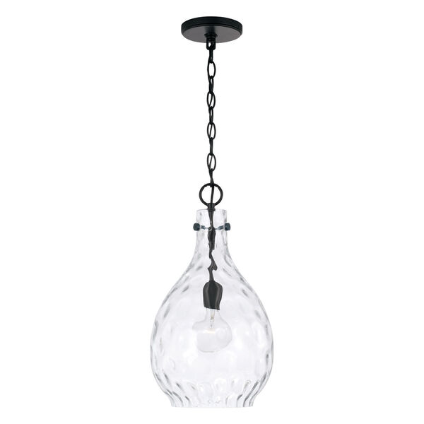 Brentwood Matte Black One-Light Pendant with Clear Water Glass, image 1