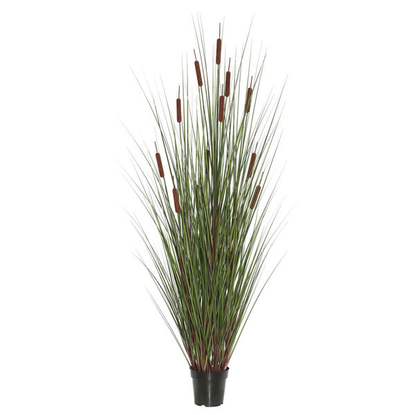 48 In. Grass with Eight Cattails Potted, image 1