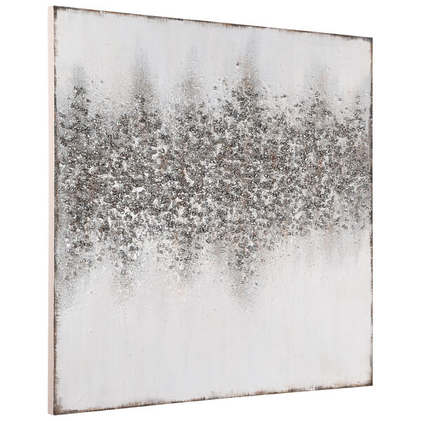 Sliver Dust Textured Glitter Square Unframed Hand Painted Wall Art, image 3