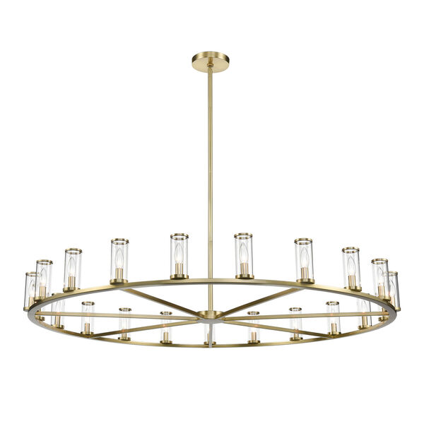 Revolve Natural Brass 21-Light Chandelier with Clear Glass, image 1