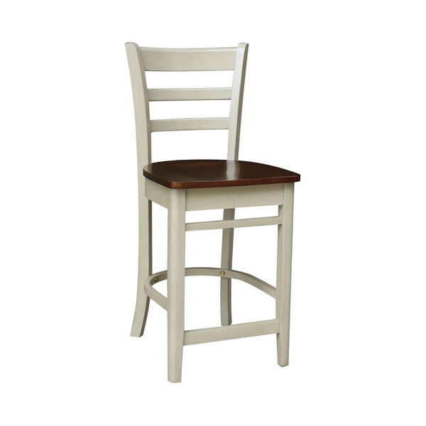 Emily Antiqued Almond and Espresso Counter Stool, image 2