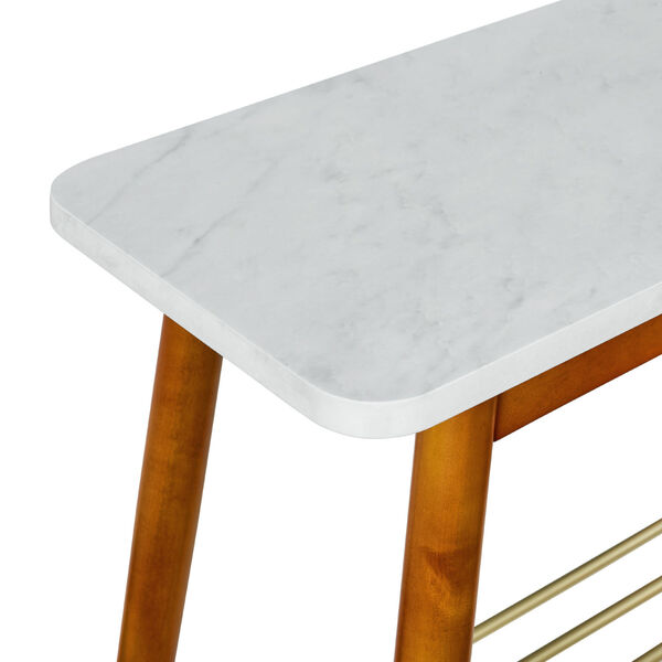 Jamie Faux White and Acorn Tapered Leg Side Table, image 6