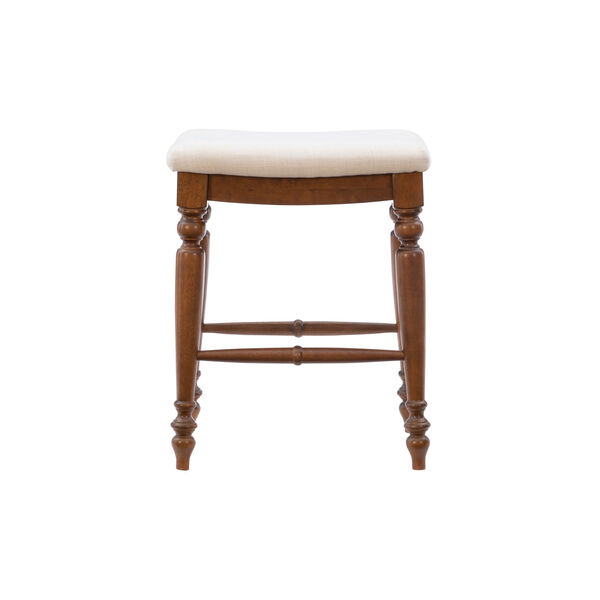 Lincoln Linen and Walnut Backless Counter Stool, image 2