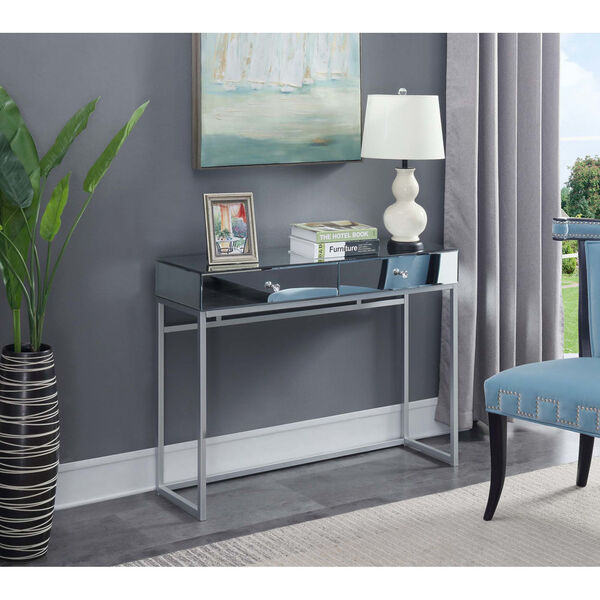 Reflections Silver MDF Console Table with Mirror Top, image 3