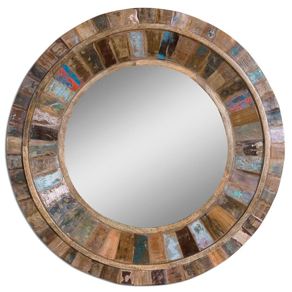 Jeremiah Reclaimed Wood 32-Inch Round Mirror, image 2