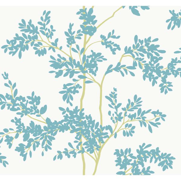 Lunaria Silhouette White Aqua Wallpaper, image 2