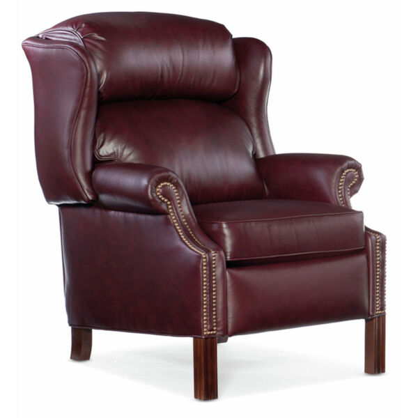 Chippendale Burgundy 33-Inch Pushback High Leg Reclining Lounger, image 1