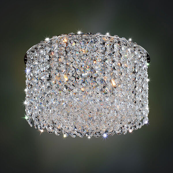 Milieu Metro Chrome Three-Light Flush Mount with Firenze Clear Crystal, image 1