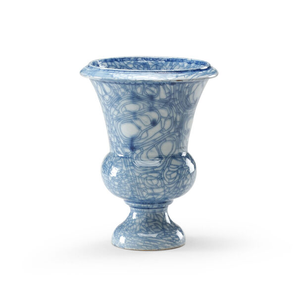 Blue and White Footed Vase, image 1