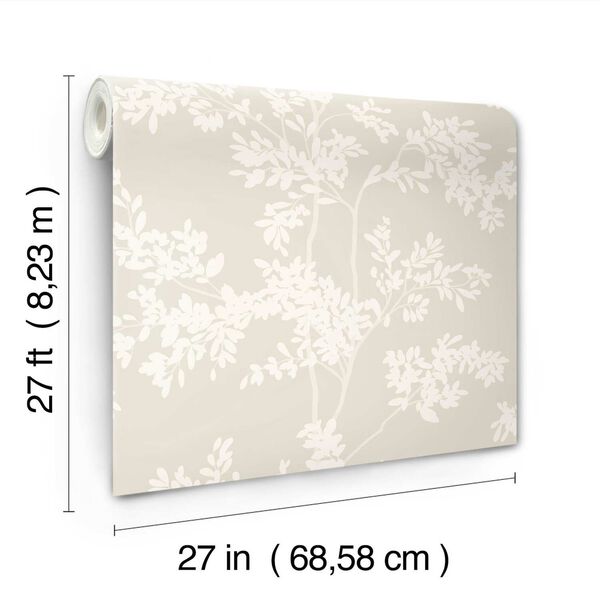 Lunaria Silhouette Light Taupe White Wallpaper, image 5