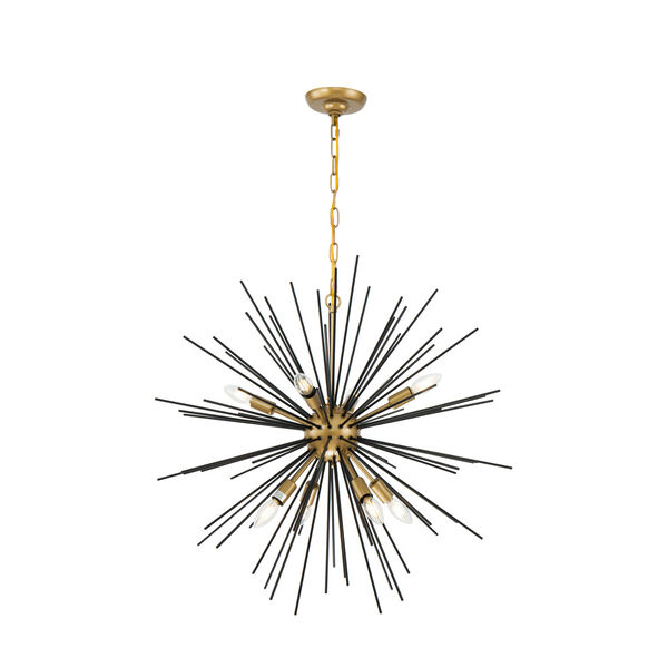 Timber Brass and Black 30-Inch Eight-Light Pendant, image 1