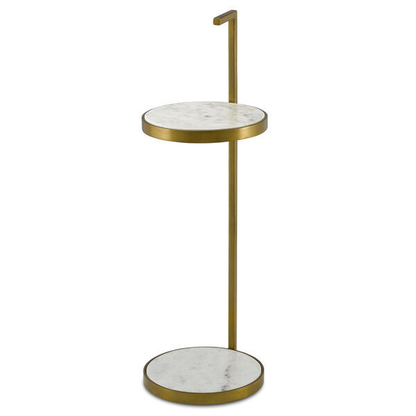 Silas Antique Brass and White Drinks Table, image 1