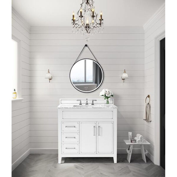 Aspen White 36-Inch Bath Vanity Set with Italian Carrara White Marble, image 2