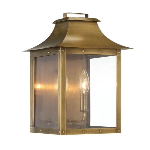 Manchester Aged Brass Two-Light Outdoor Wall Mount, image 1
