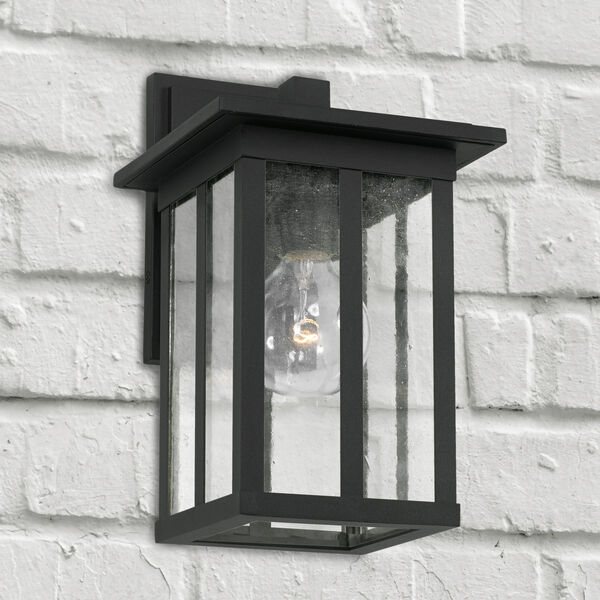 Barrett Black One-Light Outdoor Wall Lantern with Antiqued Glass, image 3