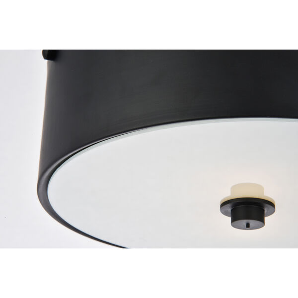 Hazen Flat Black and Frosted White Two-Light Flush Mount, image 5