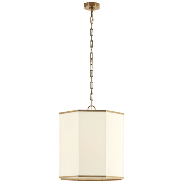 Laban Hanging Shade in Hand-Rubbed Antique Brass and Linen by AERIN, image 1