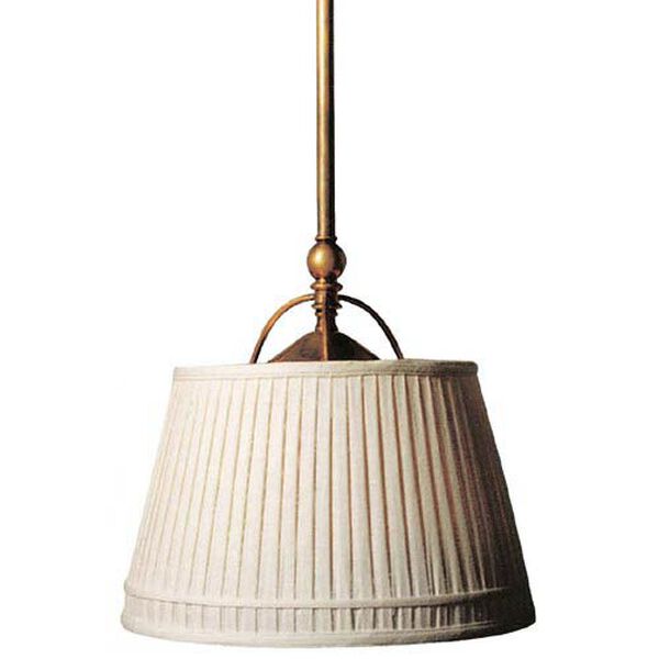 Sloane Single Shop Light in Antique-Burnished Brass with Linen Shade by Chapman and Myers, image 1
