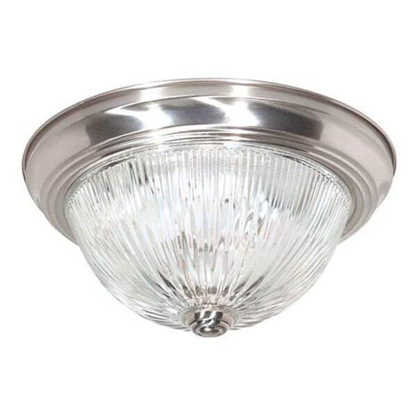 Brushed Nickel Three-Light 15-Inch Wide Flush Mount with Clear Glass, image 1