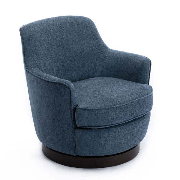 Reese Cadet Blue and Black Wooden Base Swivel Chair, image 1