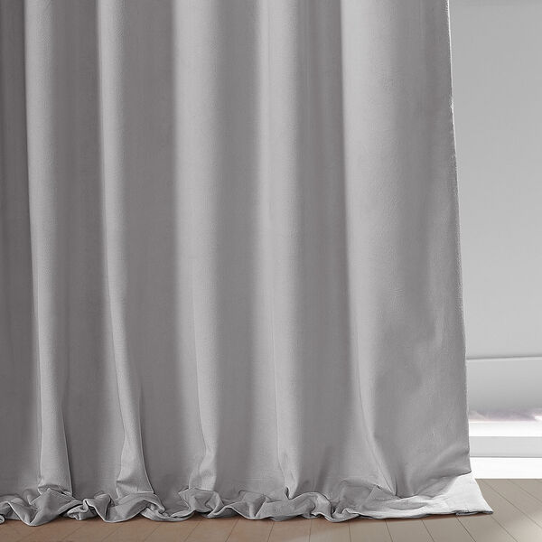 Cloud Grey Plush Velvet Curtain Single Panel, image 6