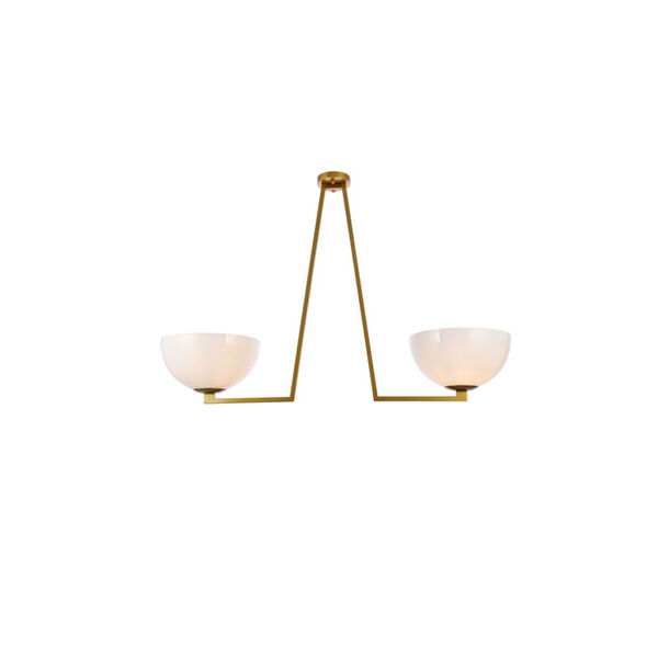 Jeanne Brass and White Two-Light Semi-Flush Mount, image 1