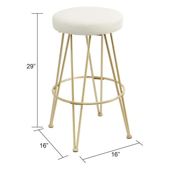 North Oaks Dilan White And Gold, Backless Bar Stools Upholstered