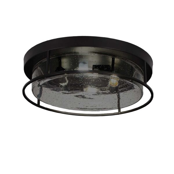 Any Matte Black 18-Inch Four-Light Round Flush Mount with Clear Bubble Glass, image 1