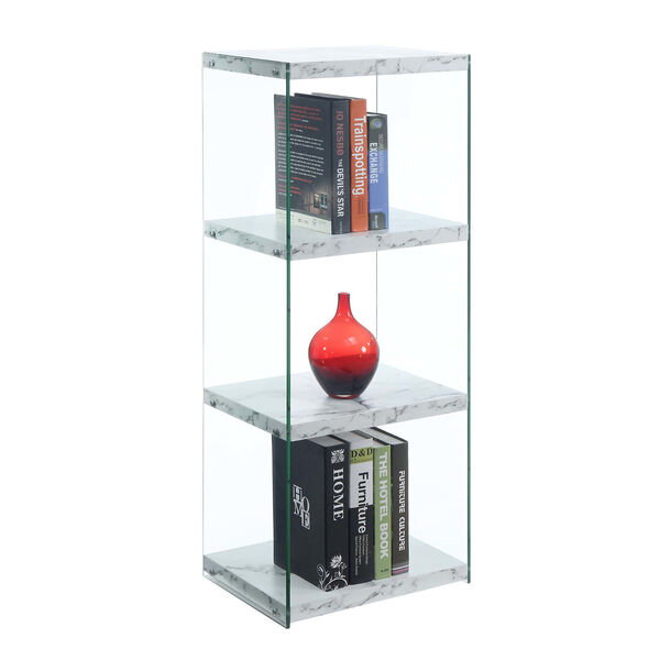 Soho 4 White Faux Marble 12-Inch Four Tier Tower Bookcase, image 2