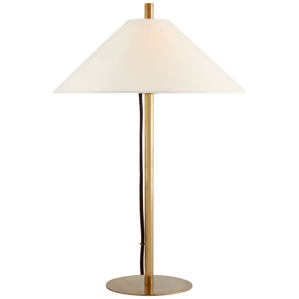 Dax Medium Table Lamp in Hand-Rubbed Antique Brass with Linen Shade by J. Randall Powers, image 1