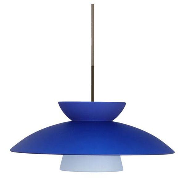 Trilo 15 Bronze One-Light LED Pendant with Blue Matte Glass, image 1