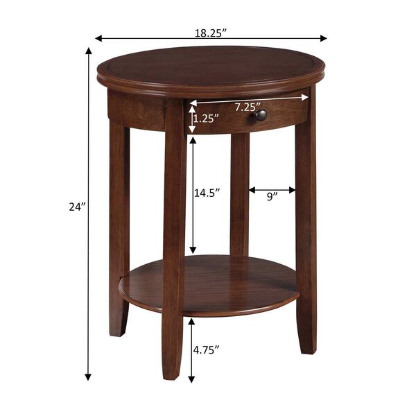 American Heritage Espresso Baldwin One-Drawer End Table with Shelf, image 3