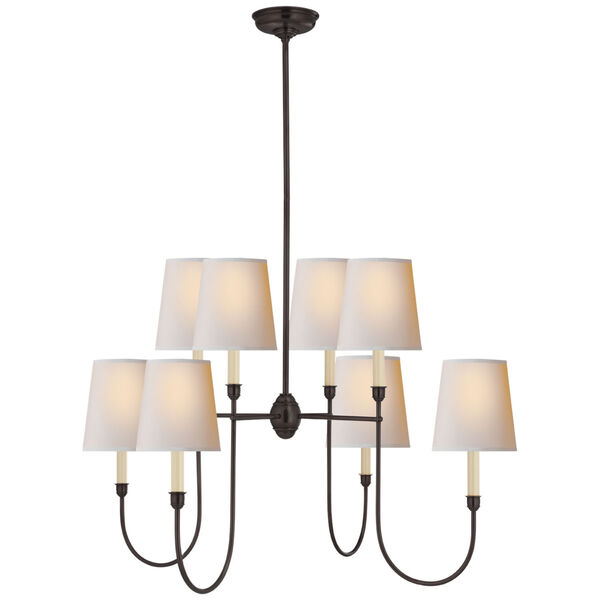 Vendome Large Chandelier in Bronze with Natural Paper Shades by Thomas O'Brien, image 1