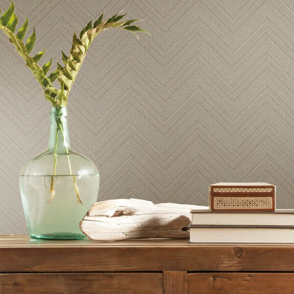Herringbone Brown Taupe Peel and Stick Wallpaper - SAMPLE SWATCH ONLY, image 1