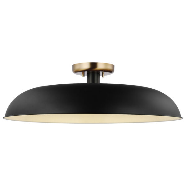 Colony Matte Black and Burnished Brass 24-Inch One-Light Semi Flush Mount, image 2