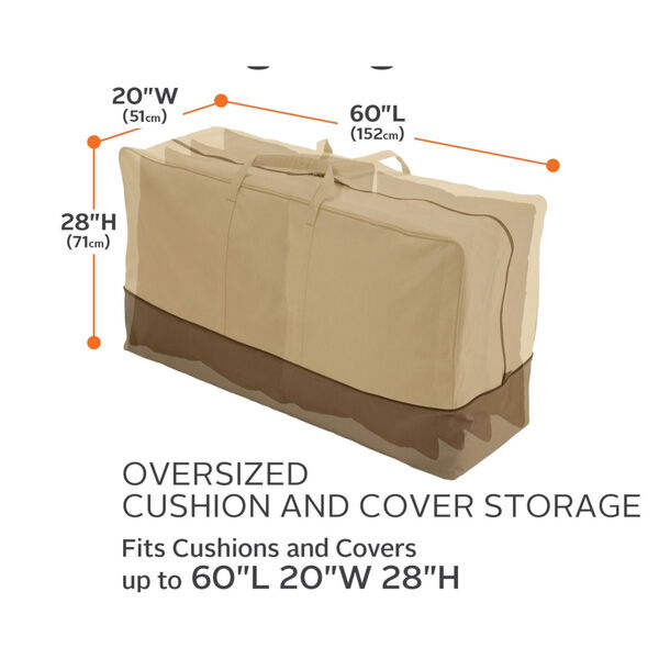 Ash Beige and Brown Patio Cushion and Cover Storage Bag, image 4
