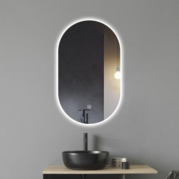 Claire Clear 24 x 40-Inch Oval Frameless LED Bathroom Mirror, image 4