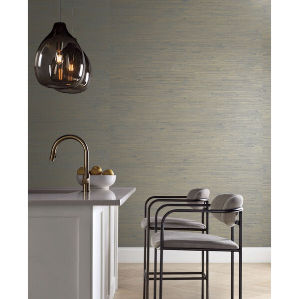 Candice Olson Modern Nature 2nd Edition Gold and Blue Metallic Jute Wallpaper, image 4