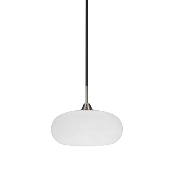 Paramount Matte Black and Brushed Nickel 13-Inch One-Light Pendant with White Muslin Glass Shade, image 1
